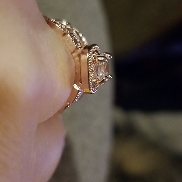 18k GP White Sapphire Set of Two Rings - Picture 10 of 14